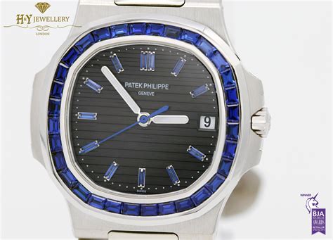 patek philippe saphire|Patek Philippe Nautilus Platinum Factory Sapphire Set Bezel .